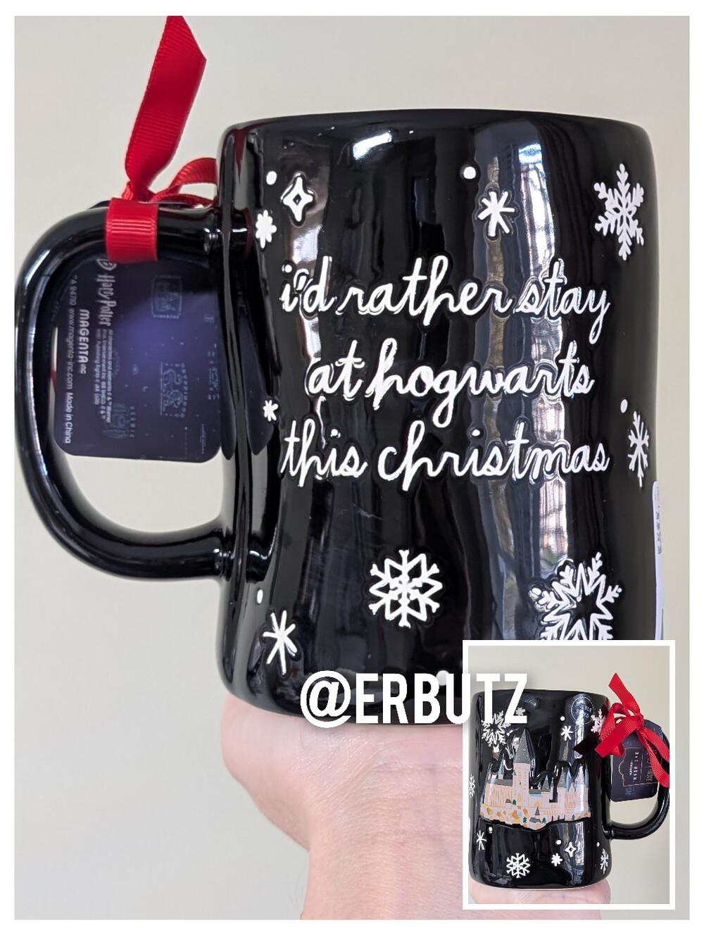 Rae Dunn x Harry Potter I'D RATHER STAY AT HOGWARTS THIS CHRISTMAS Mug 🏰❄️